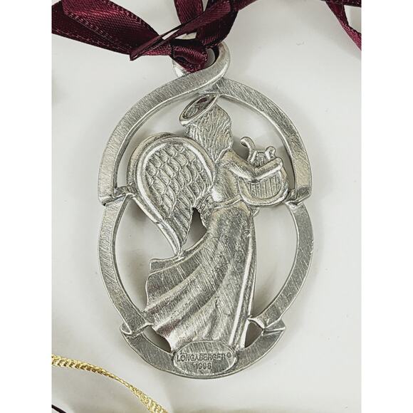 Longaberger Christmas Tree Ornament Pewter 2" Joy Love Hope Peace 90's x6 Vtg - Picture 9 of 16